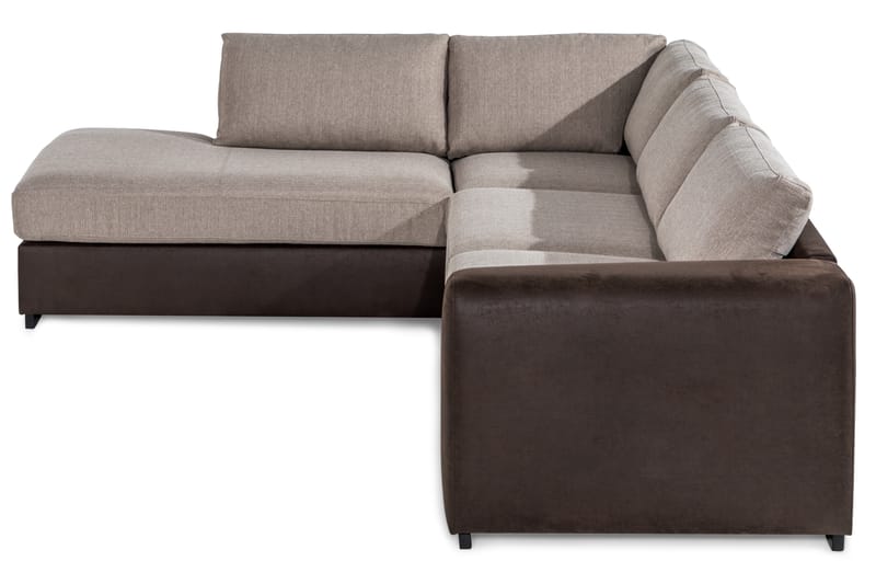 Cuba 4-seters Venstrevendt L-formet Sjeselongsofa i Kunstlær/Stoff - Brun / Beige - Møbler - Sofaer - Sofaer med sjeselong - 4 seters sofa med divan