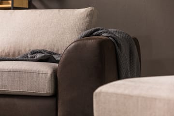 Cuba 4-seters Venstrevendt L-formet Sjeselongsofa i Kunstlær/Stoff - Brun / Beige - Møbler - Sofaer - Sofaer med sjeselong - 4 seters sofa med divan