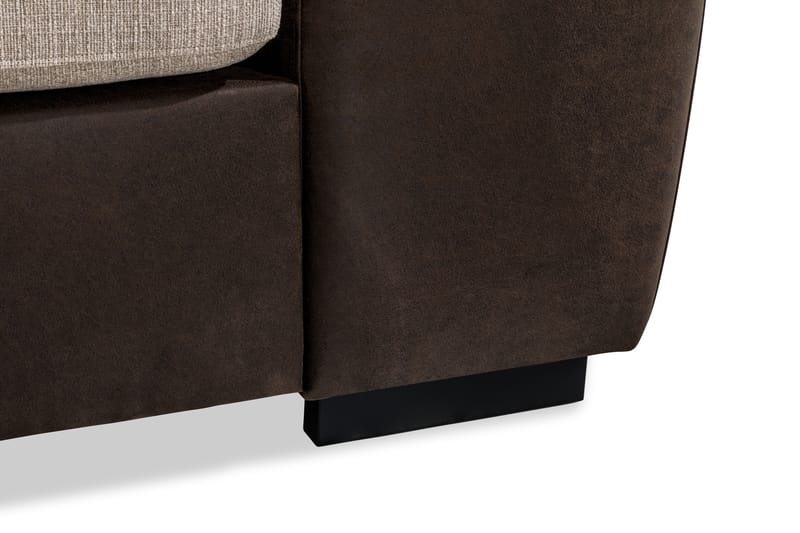 Cuba 4-seters Venstrevendt L-formet Sjeselongsofa i Kunstlær/Stoff - Brun / Beige - Møbler - Sofaer - Sofaer med sjeselong - 4 seters sofa med divan
