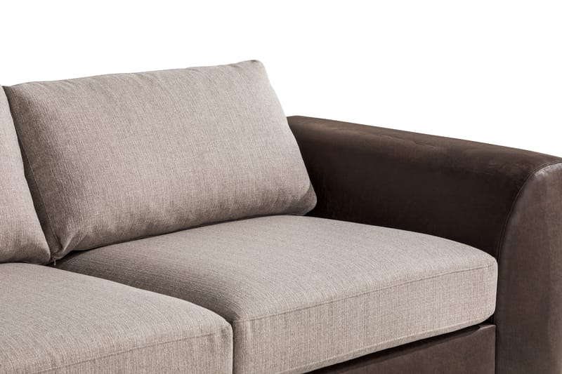 Cuba 4-seters Venstrevendt L-formet Sjeselongsofa i Kunstlær/Stoff - Brun / Beige - Møbler - Sofaer - Sofaer med sjeselong - 4 seters sofa med divan