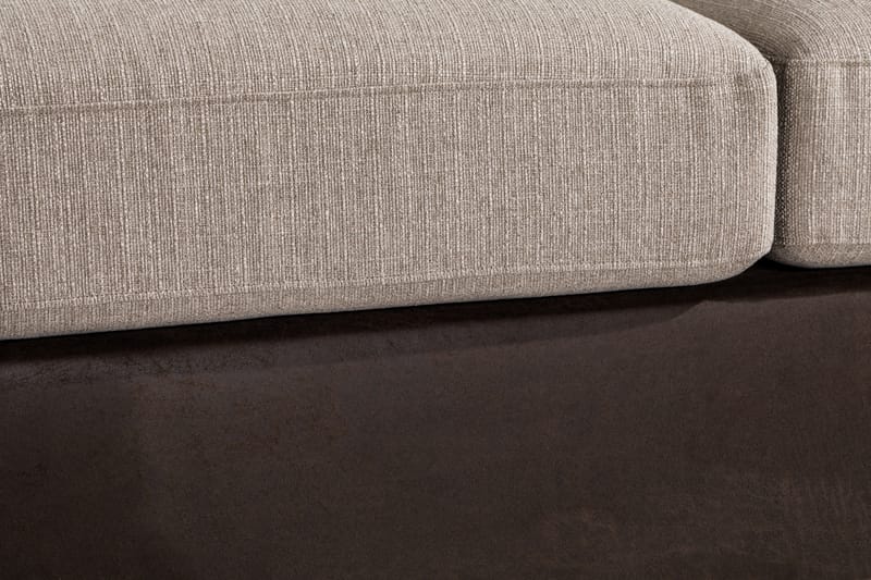 Cuba 4-seters Venstrevendt L-formet Sjeselongsofa i Kunstlær/Stoff - Brun / Beige - Møbler - Sofaer - Sofaer med sjeselong - 4 seters sofa med divan