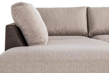 Cuba 4-seters Venstrevendt L-formet Sjeselongsofa i Kunstlær/Stoff - Brun / Beige - Møbler - Sofaer - Sofaer med sjeselong - 4 seters sofa med divan
