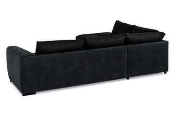 Cuba 4-seters Venstrevendt L-formet Sjeselongsofa i Kunstlær/Stoff - Grå / Svart - Møbler - Sofaer - Sofaer med sjeselong - 4 seters sofa med divan