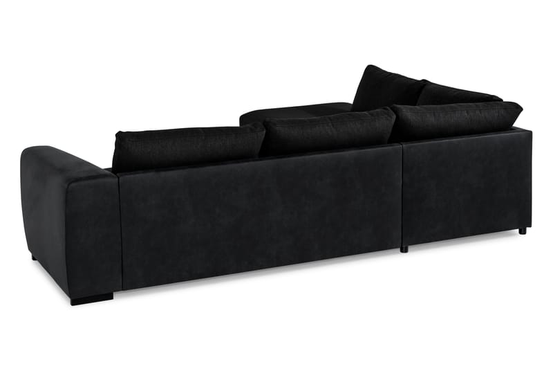 Cuba 4-seters Venstrevendt L-formet Sjeselongsofa i Kunstlær/Stoff - Grå / Svart - Møbler - Sofaer - Sofaer med sjeselong - 4 seters sofa med divan