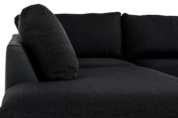 Cuba 4-seters Venstrevendt L-formet Sjeselongsofa i Kunstlær/Stoff - Grå / Svart - Møbler - Sofaer - Sofaer med sjeselong - 4 seters sofa med divan