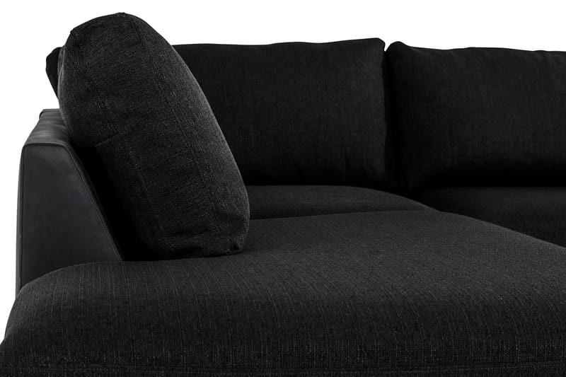 Cuba 4-seters Venstrevendt L-formet Sjeselongsofa i Kunstlær/Stoff - Grå / Svart - Møbler - Sofaer - Sofaer med sjeselong - 4 seters sofa med divan