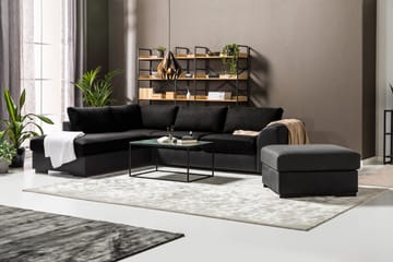 Cuba 4-seters Venstrevendt L-formet Sjeselongsofa i Kunstlær/Stoff - Grå / Svart - Møbler - Sofaer - Sofaer med sjeselong - 4 seters sofa med divan