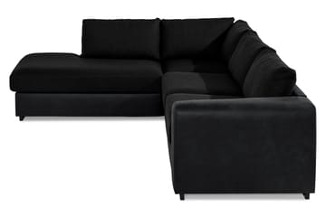 Cuba 4-seters Venstrevendt L-formet Sjeselongsofa i Kunstlær/Stoff - Grå / Svart - Møbler - Sofaer - Sofaer med sjeselong - 4 seters sofa med divan