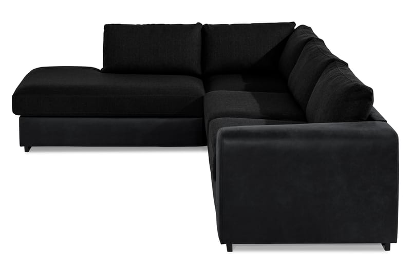 Cuba 4-seters Venstrevendt L-formet Sjeselongsofa i Kunstlær/Stoff - Grå / Svart - Møbler - Sofaer - Sofaer med sjeselong - 4 seters sofa med divan
