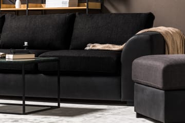 Cuba 4-seters Venstrevendt L-formet Sjeselongsofa i Kunstlær/Stoff - Grå / Svart - Møbler - Sofaer - Sofaer med sjeselong - 4 seters sofa med divan