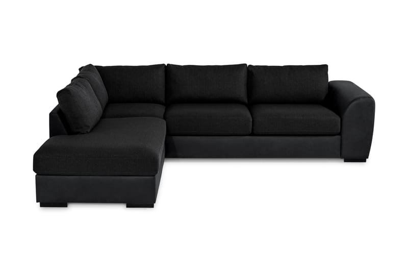 Cuba 4-seters Venstrevendt L-formet Sjeselongsofa i Kunstlær/Stoff - Grå / Svart - Møbler - Sofaer - Sofaer med sjeselong - 4 seters sofa med divan
