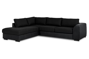 Cuba 4-seters Venstrevendt L-formet Sjeselongsofa i Kunstlær/Stoff - Grå / Svart - Møbler - Sofaer - Sofaer med sjeselong - 4 seters sofa med divan
