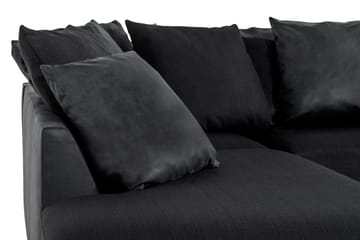 Cuba 4-seters Venstrevendt L-formet Sjeselongsofa i Kunstlær/Stoff inkl. Pynteputer - Grå / Svart - Møbler - Sofaer - Sofaer med sjeselong - 4 seters sofa med divan