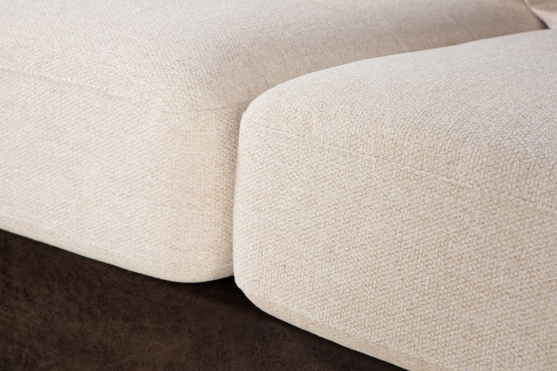 Cuba 4-seters Venstrevendt L-formet Sjeselongsofa i Kunstlær/Stoff inkl. Pynteputer - Brun / Beige - Møbler - Sofaer - Sofaer med sjeselong - 4 seters sofa med divan