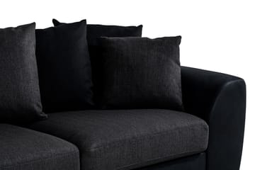 Cuba 4-seters Venstrevendt L-formet Sjeselongsofa i Kunstlær/Stoff inkl. Pynteputer - Svart / Grå - Møbler - Sofaer - Sofaer med sjeselong - 4 seters sofa med divan