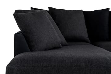 Cuba 4-seters Venstrevendt L-formet Sjeselongsofa i Kunstlær/Stoff inkl. Pynteputer - Svart / Grå - Møbler - Sofaer - Sofaer med sjeselong - 4 seters sofa med divan