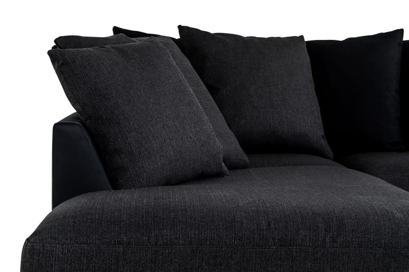 Cuba 4-seters Venstrevendt L-formet Sjeselongsofa i Kunstlær/Stoff inkl. Pynteputer - Svart / Grå - Møbler - Sofaer - Sofaer med sjeselong - 4 seters sofa med divan