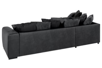 Cuba 4-seters Venstrevendt L-formet Sjeselongsofa i Kunstlær/Stoff inkl. Pynteputer - Grå / Svart - Møbler - Sofaer - Sofaer med sjeselong - 4 seters sofa med divan