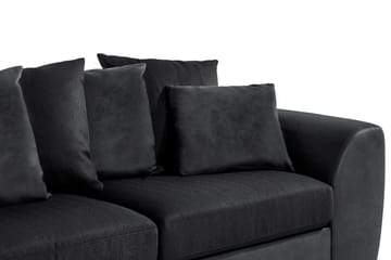 Cuba 4-seters Venstrevendt L-formet Sjeselongsofa i Kunstlær/Stoff inkl. Pynteputer - Grå / Svart - Møbler - Sofaer - Sofaer med sjeselong - 4 seters sofa med divan