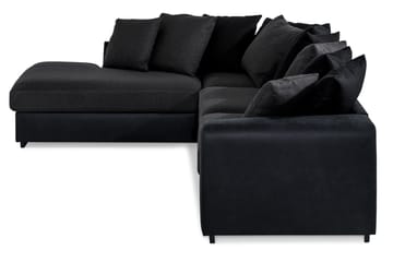 Cuba 4-seters Venstrevendt L-formet Sjeselongsofa i Kunstlær/Stoff inkl. Pynteputer - Svart / Grå - Møbler - Sofaer - Sofaer med sjeselong - 4 seters sofa med divan