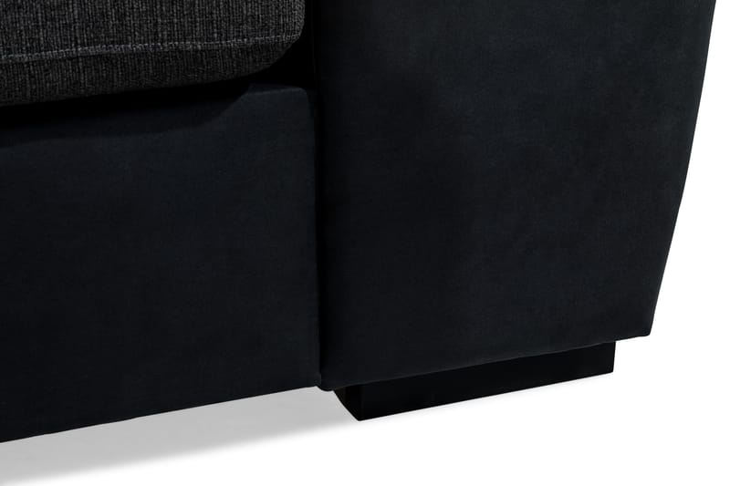 Cuba 4-seters Venstrevendt L-formet Sjeselongsofa i Kunstlær/Stoff - Svart / Grå - Møbler - Sofaer - Sofaer med sjeselong - 4 seters sofa med divan