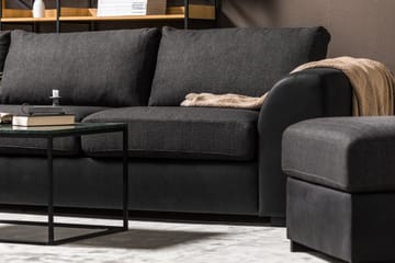 Cuba 4-seters Venstrevendt L-formet Sjeselongsofa i Kunstlær/Stoff - Svart / Grå - Møbler - Sofaer - Sofaer med sjeselong - 4 seters sofa med divan