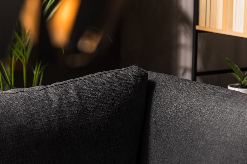 Cuba 4-seters Venstrevendt L-formet Sjeselongsofa i Kunstlær/Stoff - Svart / Grå - Møbler - Sofaer - Sofaer med sjeselong - 4 seters sofa med divan