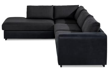 Cuba 4-seters Venstrevendt L-formet Sjeselongsofa i Kunstlær/Stoff - Svart / Grå - Møbler - Sofaer - Sofaer med sjeselong - 4 seters sofa med divan