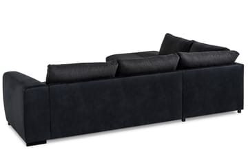 Cuba 4-seters Venstrevendt L-formet Sjeselongsofa i Kunstlær/Stoff - Svart / Grå - Møbler - Sofaer - Sofaer med sjeselong - 4 seters sofa med divan
