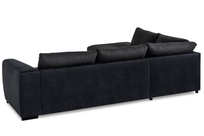 Cuba 4-seters Venstrevendt L-formet Sjeselongsofa i Kunstlær/Stoff - Svart / Grå - Møbler - Sofaer - Sofaer med sjeselong - 4 seters sofa med divan