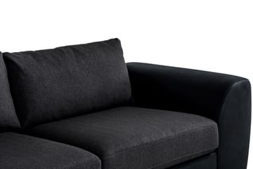 Cuba 4-seters Venstrevendt L-formet Sjeselongsofa i Kunstlær/Stoff - Svart / Grå - Møbler - Sofaer - Sofaer med sjeselong - 4 seters sofa med divan