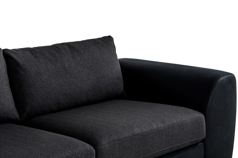 Cuba 4-seters Venstrevendt L-formet Sjeselongsofa i Kunstlær/Stoff - Svart / Grå - Møbler - Sofaer - Sofaer med sjeselong - 4 seters sofa med divan