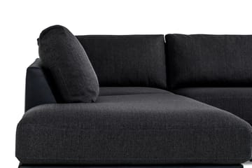 Cuba 4-seters Venstrevendt L-formet Sjeselongsofa i Kunstlær/Stoff - Svart / Grå - Møbler - Sofaer - Sofaer med sjeselong - 4 seters sofa med divan