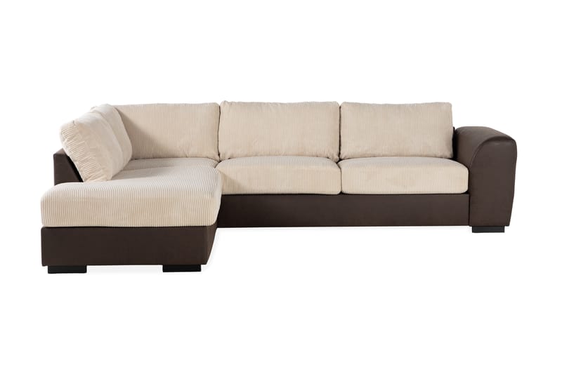 Cuba 4-seters Venstrevendt L-formet Sjeselongsofa i Manchester/Kunstlær - Brun / Beige - Møbler - Sofaer - Sofaer med sjeselong - 4 seters sofa med divan