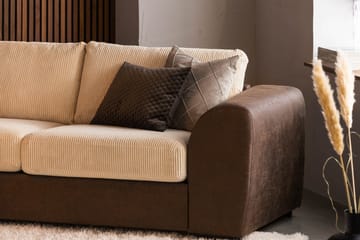 Cuba 4-seters Venstrevendt L-formet Sjeselongsofa i Manchester/Kunstlær - Brun / Beige - Møbler - Sofaer - Sofaer med sjeselong - 4 seters sofa med divan