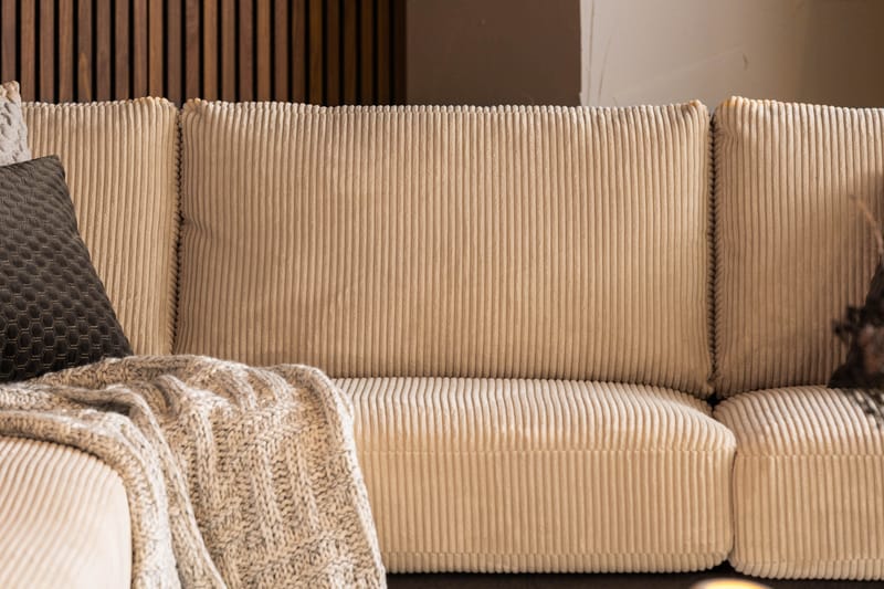 Cuba 4-seters Venstrevendt L-formet Sjeselongsofa i Manchester/Kunstlær - Brun / Beige - Møbler - Sofaer - Sofaer med sjeselong - 4 seters sofa med divan