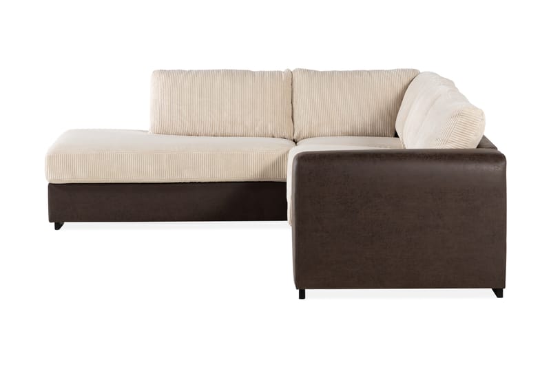 Cuba 4-seters Venstrevendt L-formet Sjeselongsofa i Manchester/Kunstlær - Brun / Beige - Møbler - Sofaer - Sofaer med sjeselong - 4 seters sofa med divan