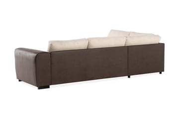 Cuba 4-seters Venstrevendt L-formet Sjeselongsofa i Manchester/Kunstlær - Brun / Beige - Møbler - Sofaer - Sofaer med sjeselong - 4 seters sofa med divan