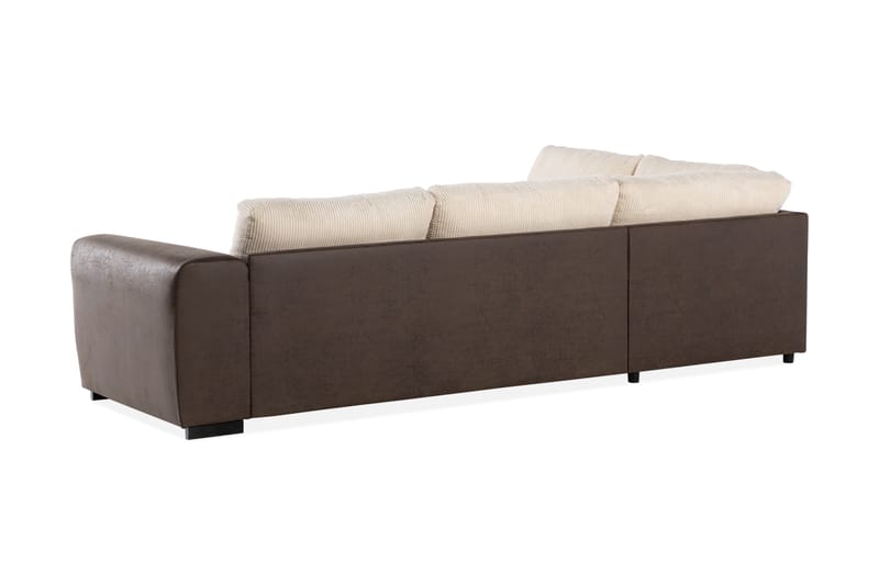 Cuba 4-seters Venstrevendt L-formet Sjeselongsofa i Manchester/Kunstlær - Brun / Beige - Møbler - Sofaer - Sofaer med sjeselong - 4 seters sofa med divan
