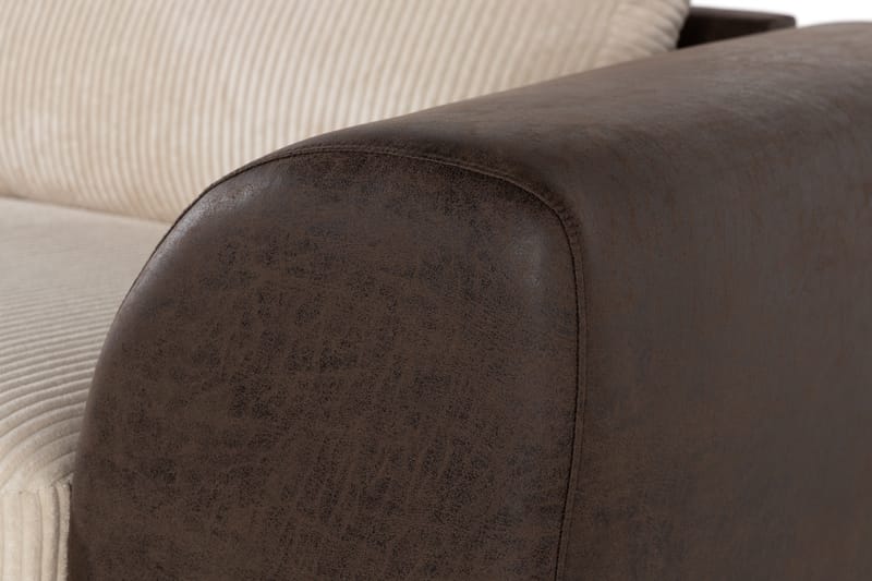 Cuba 4-seters Venstrevendt L-formet Sjeselongsofa i Manchester/Kunstlær - Brun / Beige - Møbler - Sofaer - Sofaer med sjeselong - 4 seters sofa med divan