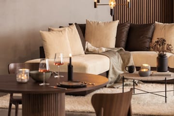 Cuba 4-seters Venstrevendt L-formet Sjeselongsofa i Manchester/Kunstlær inkl. Pynteputer - Brun / Beige - Møbler - Sofaer - Sofaer med sjeselong - 4 seters sofa med divan