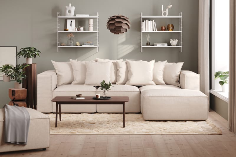Cubo 4-seters Dyp Modulsofa med Divan i Stoff - Beige - Møbler - Sofaer - Sofaer med sjeselong - 3 seters sofa med divan