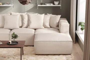 Cubo 4-seters Dyp Modulsofa med Divan i Stoff - Beige - Møbler - Sofaer - Sofaer med sjeselong - 3 seters sofa med divan