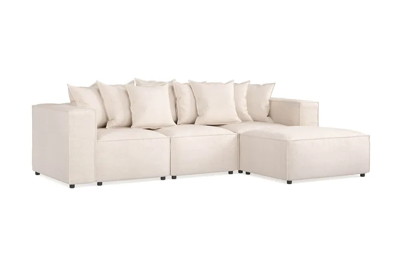Cubo 4-seters Dyp Modulsofa med Divan i Stoff - Beige - Møbler - Sofaer - Sofaer med sjeselong - 3 seters sofa med divan