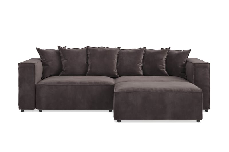 Cubo 4-seters L-formet Dyp Modulsofa med Divan i Fløyel - Mørk grå - Møbler - Sofaer - Sofaer med sjeselong