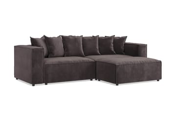 Cubo 4-seters L-formet Dyp Modulsofa med Divan i Fløyel - Mørk grå - Møbler - Sofaer - Sofaer med sjeselong