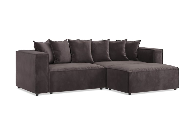 Cubo 4-seters L-formet Dyp Modulsofa med Divan i Fløyel - Mørk grå - Møbler - Sofaer - Sofaer med sjeselong