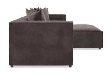 Cubo 4-seters L-formet Dyp Modulsofa med Divan i Fløyel - Mørk grå - Møbler - Sofaer - Sofaer med sjeselong