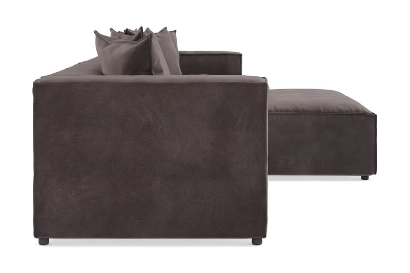 Cubo 4-seters L-formet Dyp Modulsofa med Divan i Fløyel - Mørk grå - Møbler - Sofaer - Sofaer med sjeselong