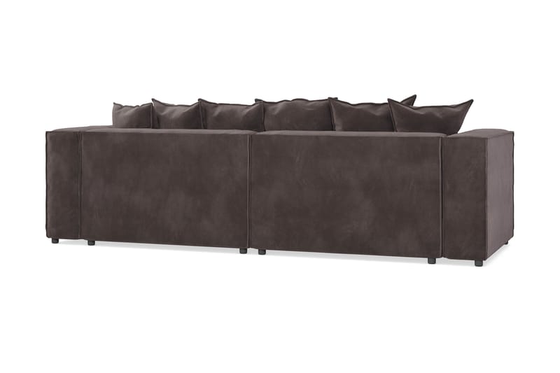 Cubo 4-seters L-formet Dyp Modulsofa med Divan i Fløyel - Mørk grå - Møbler - Sofaer - Sofaer med sjeselong